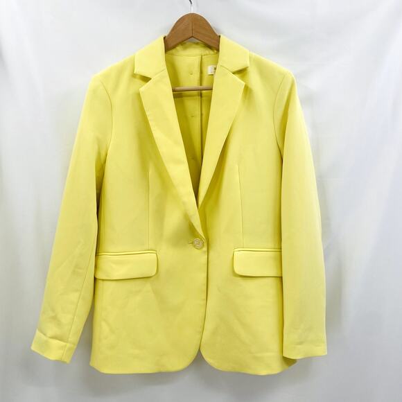 Anthropologie Maeve Butter Yellow Button Back Blazer - Picture 3 of 8